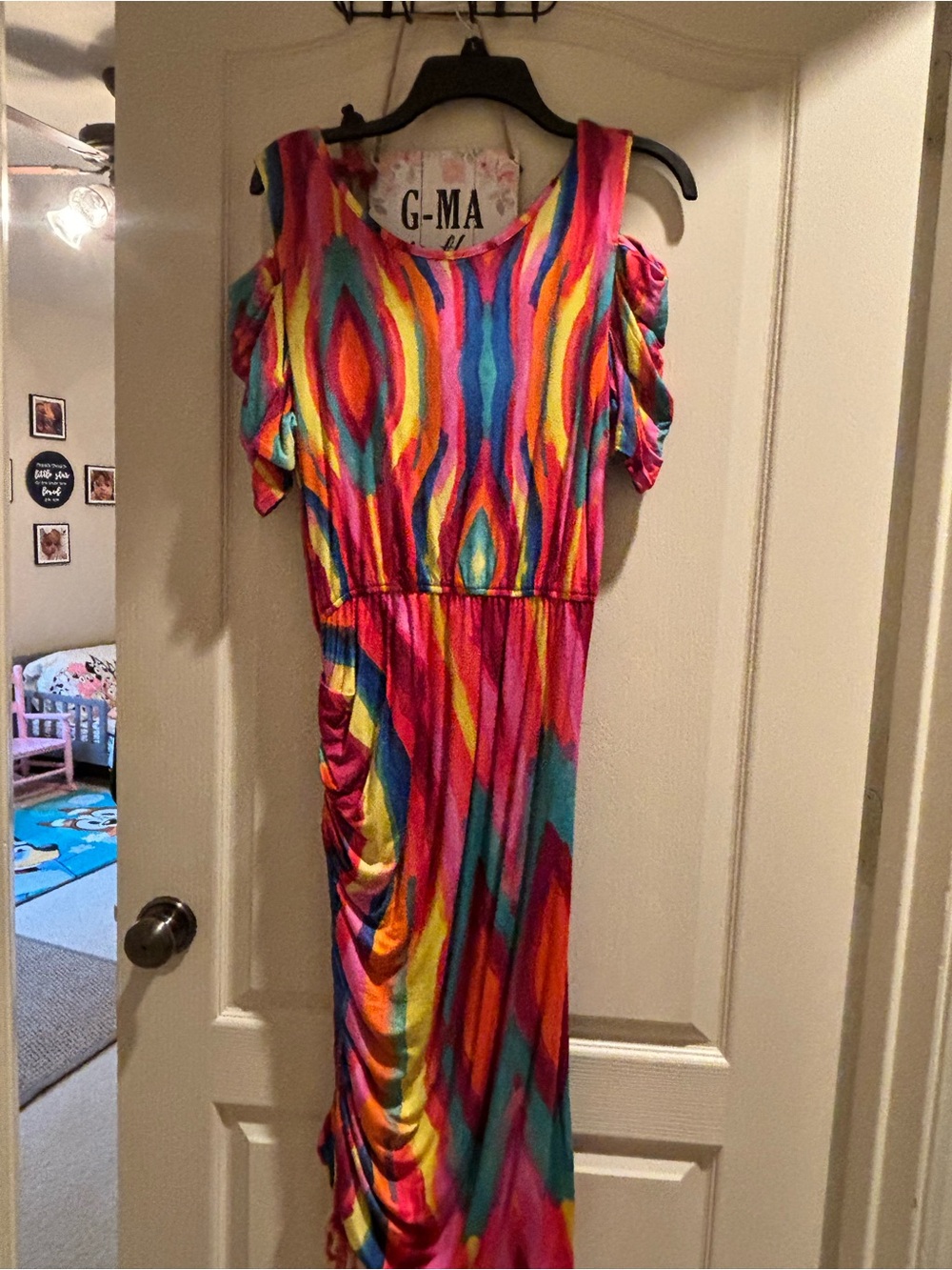 Multicolor Cold-Shoulder Midi/Maxi Dress